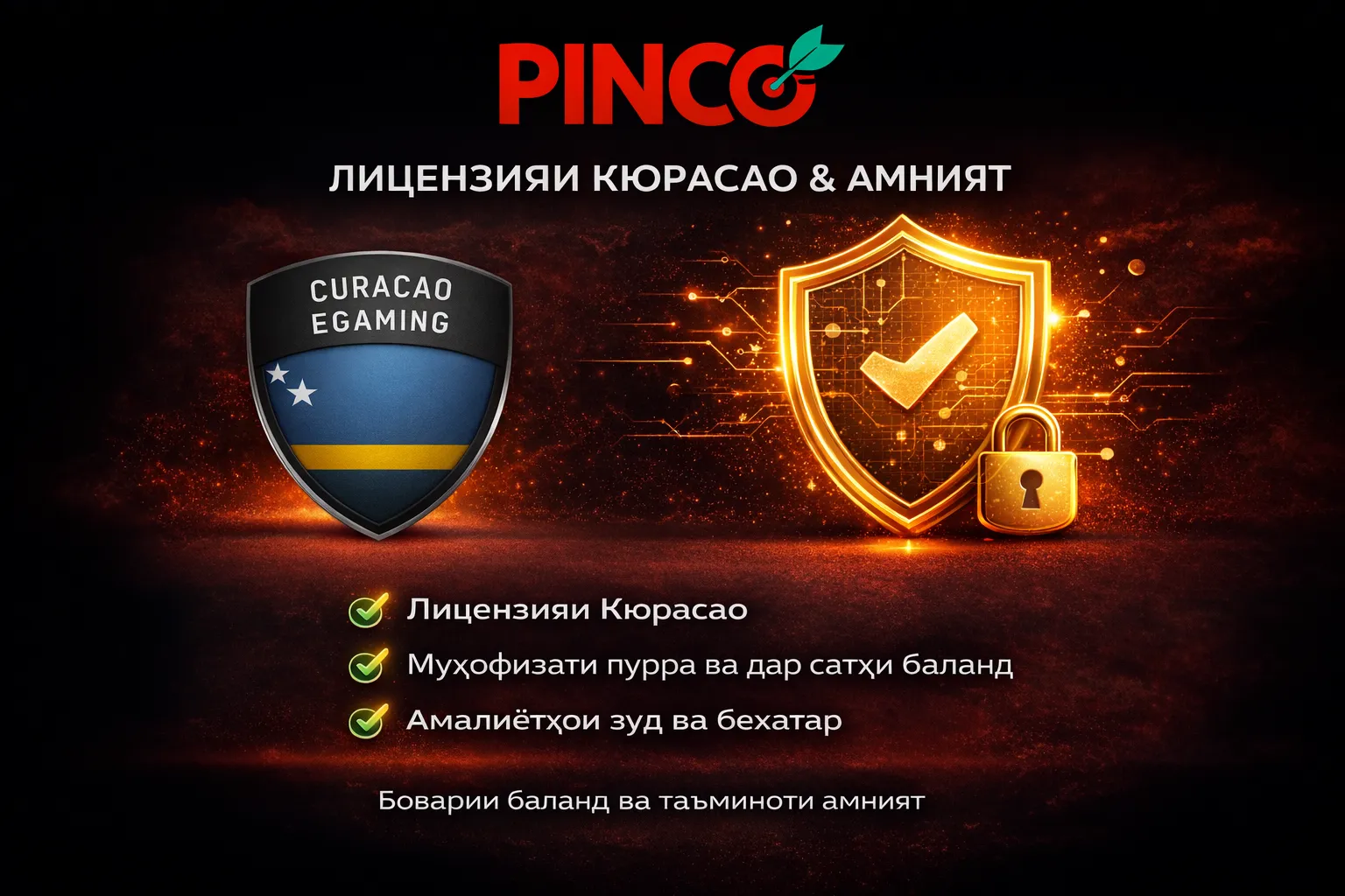 Иҷозатномаи Кюрасао ва бехатарии Pinco Casino